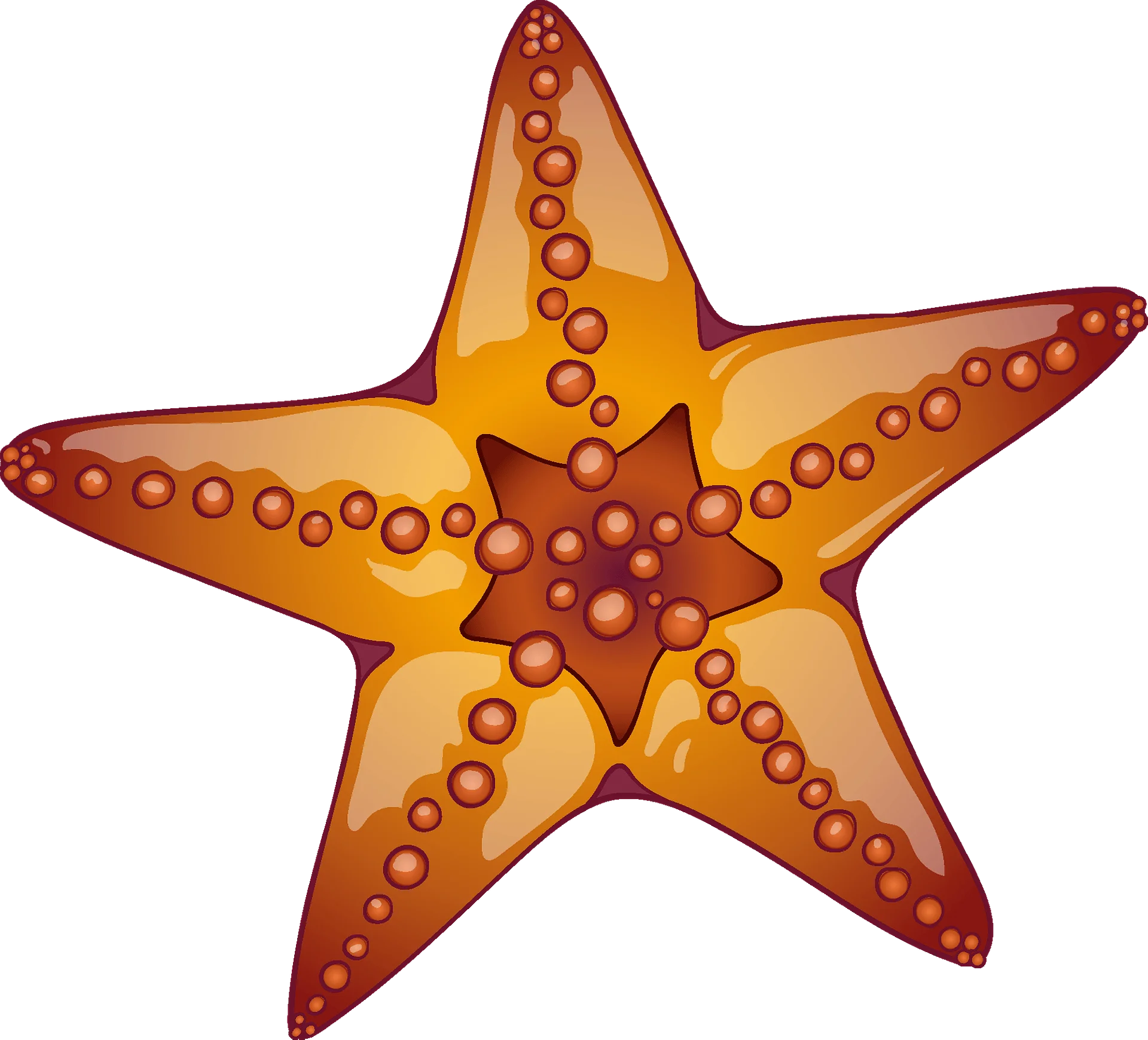 Artistic Golden Starfish Clipart with Warm-Toned Textured Surface Design