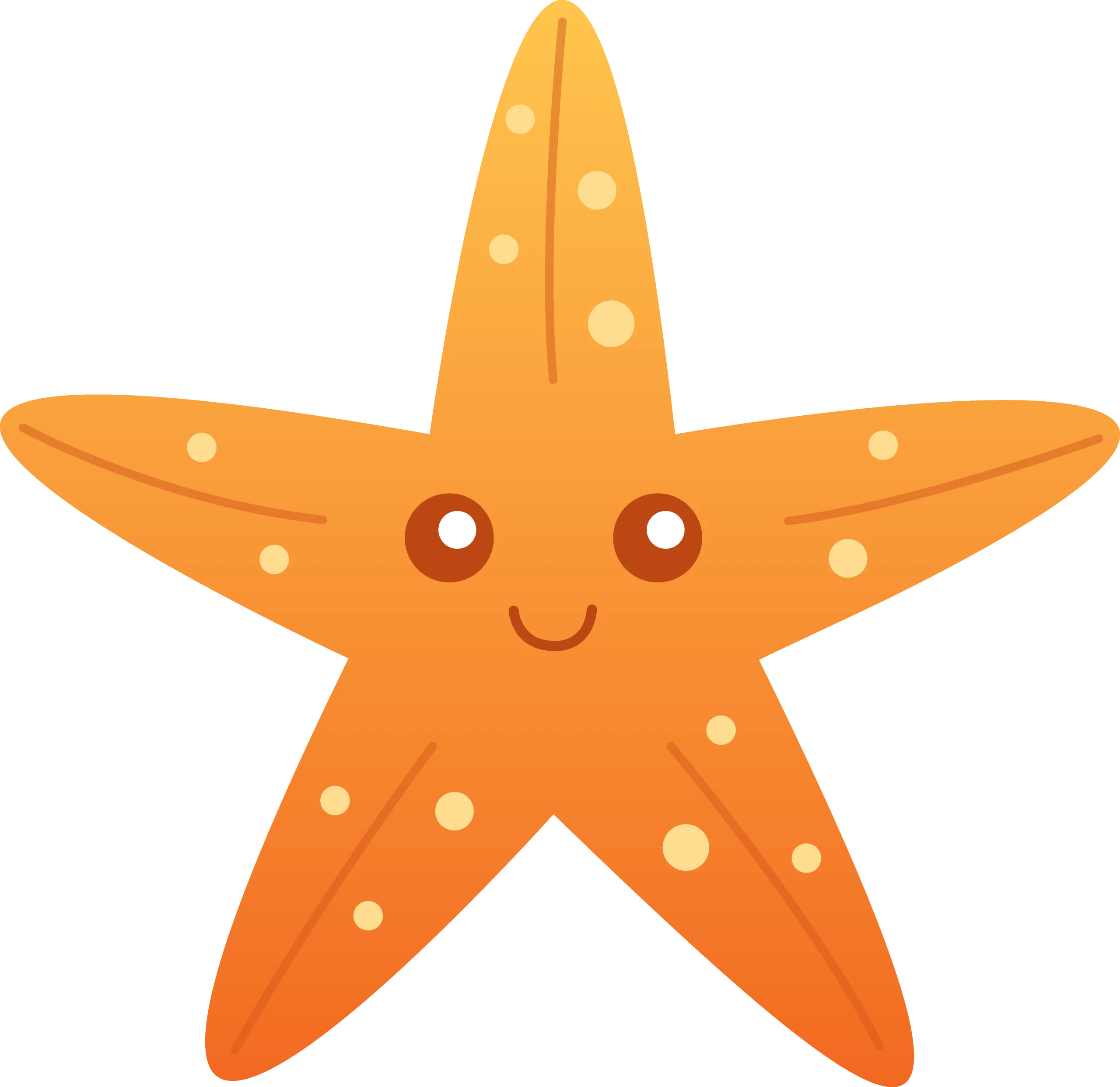 Adorable Cartoon Starfish Clipart with Cute Expressive Facial Features
