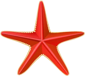 Radiant Red Sea Star Clipart: Symmetrical Marine Life Illustration