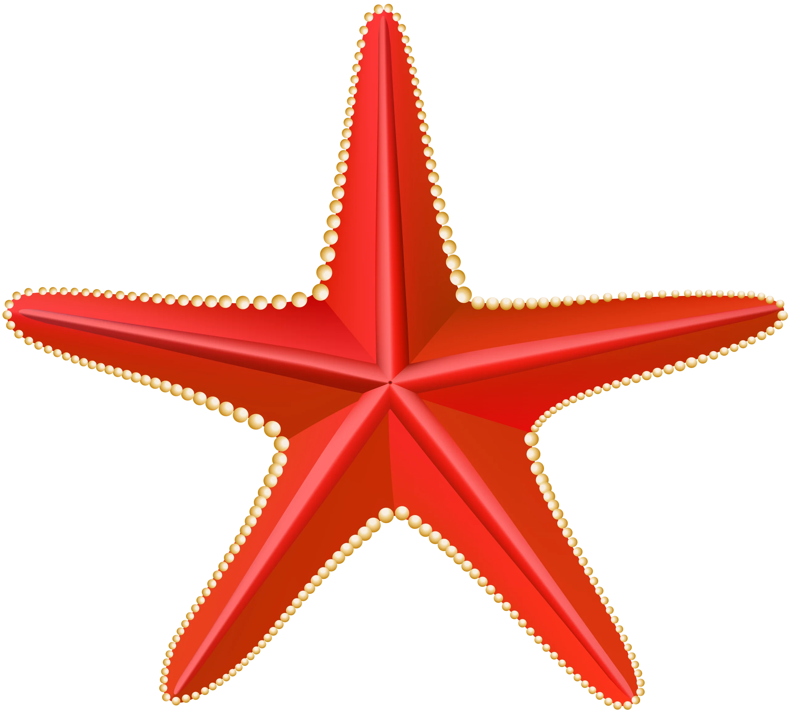 Radiant Red Sea Star Clipart: Symmetrical Marine Life Illustration