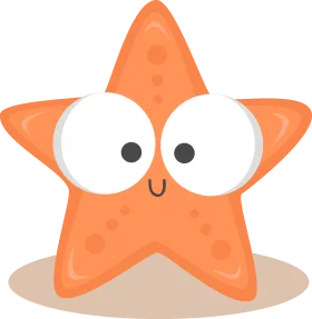 Adorable Cartoon Starfish Clipart with Expressive Large Eyes and Cute Smile