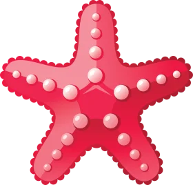 Charming Coral Pink Starfish Clipart Illustration with Glossy Rounded Texture