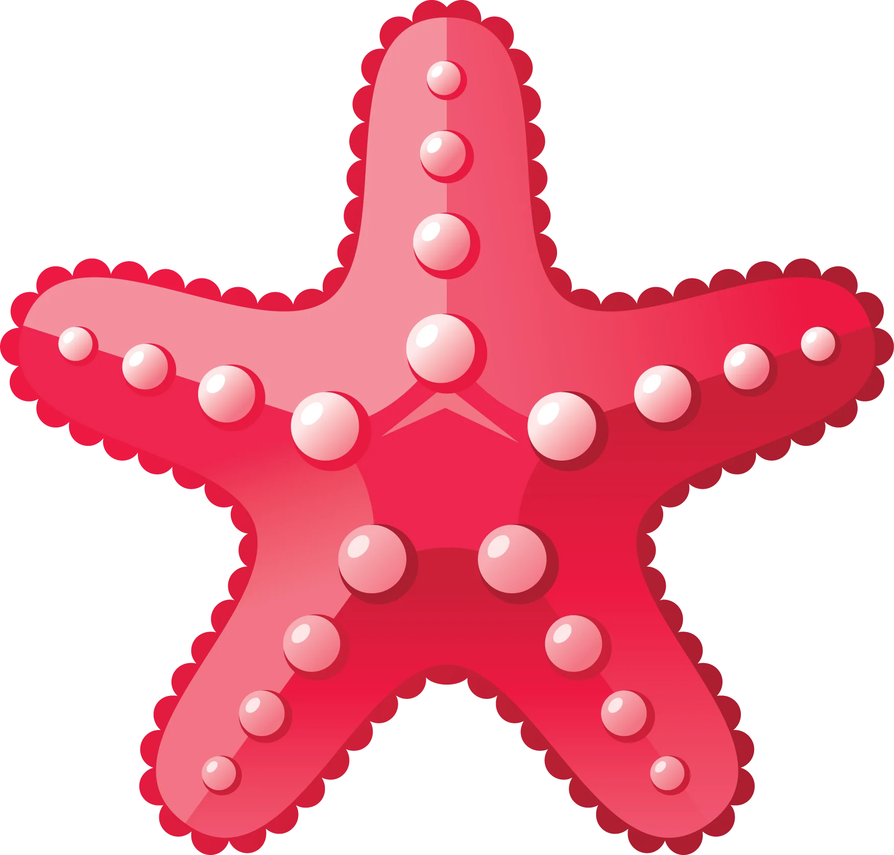 Charming Coral Pink Starfish Clipart Illustration with Glossy Rounded Texture