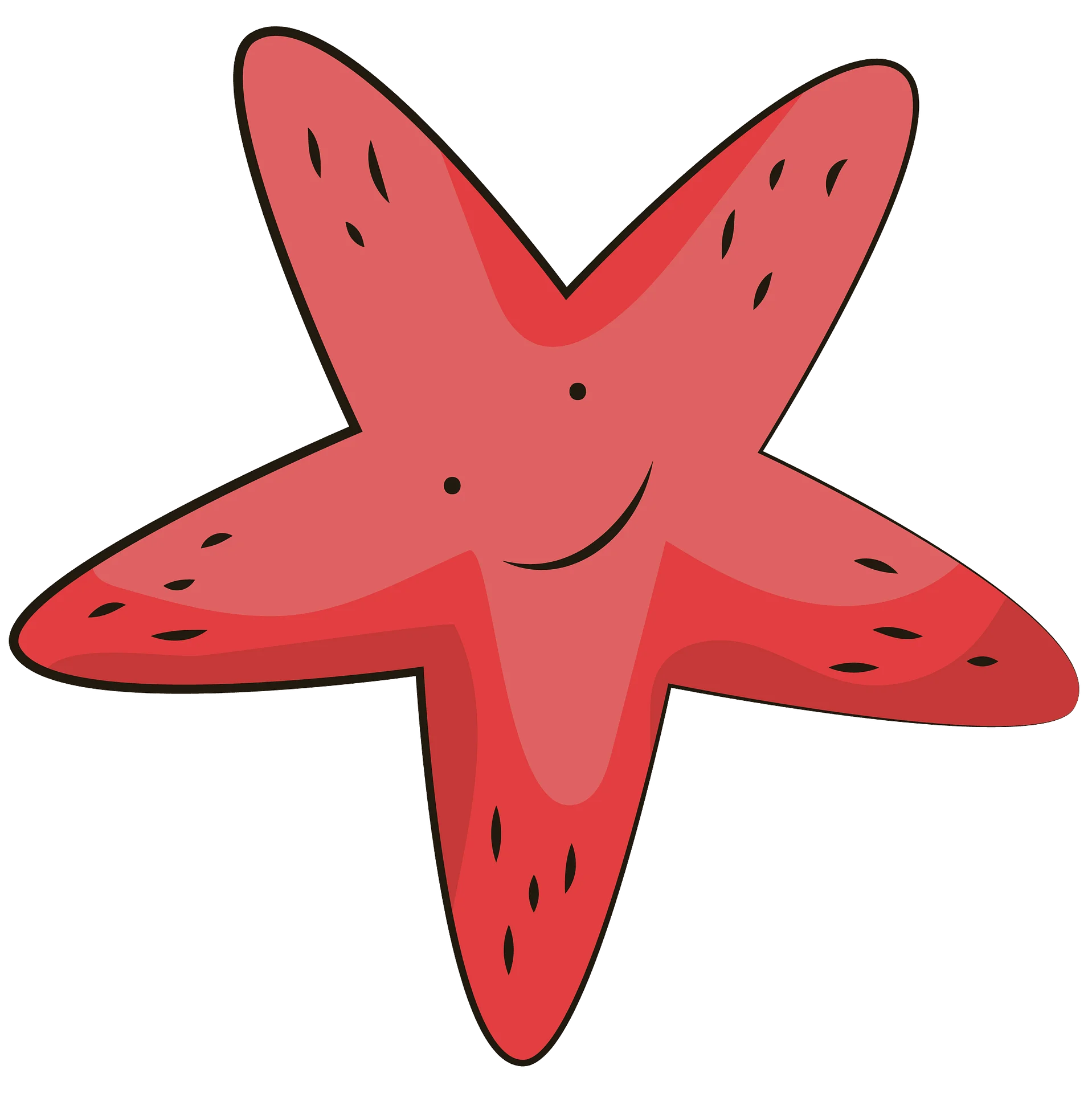 Cheerful Red Starfish Clipart with Adorable Cartoon Style Design