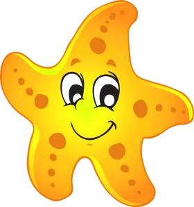 Cheerful Yellow Starfish Cartoon Clipart with Adorable Smiling Expression