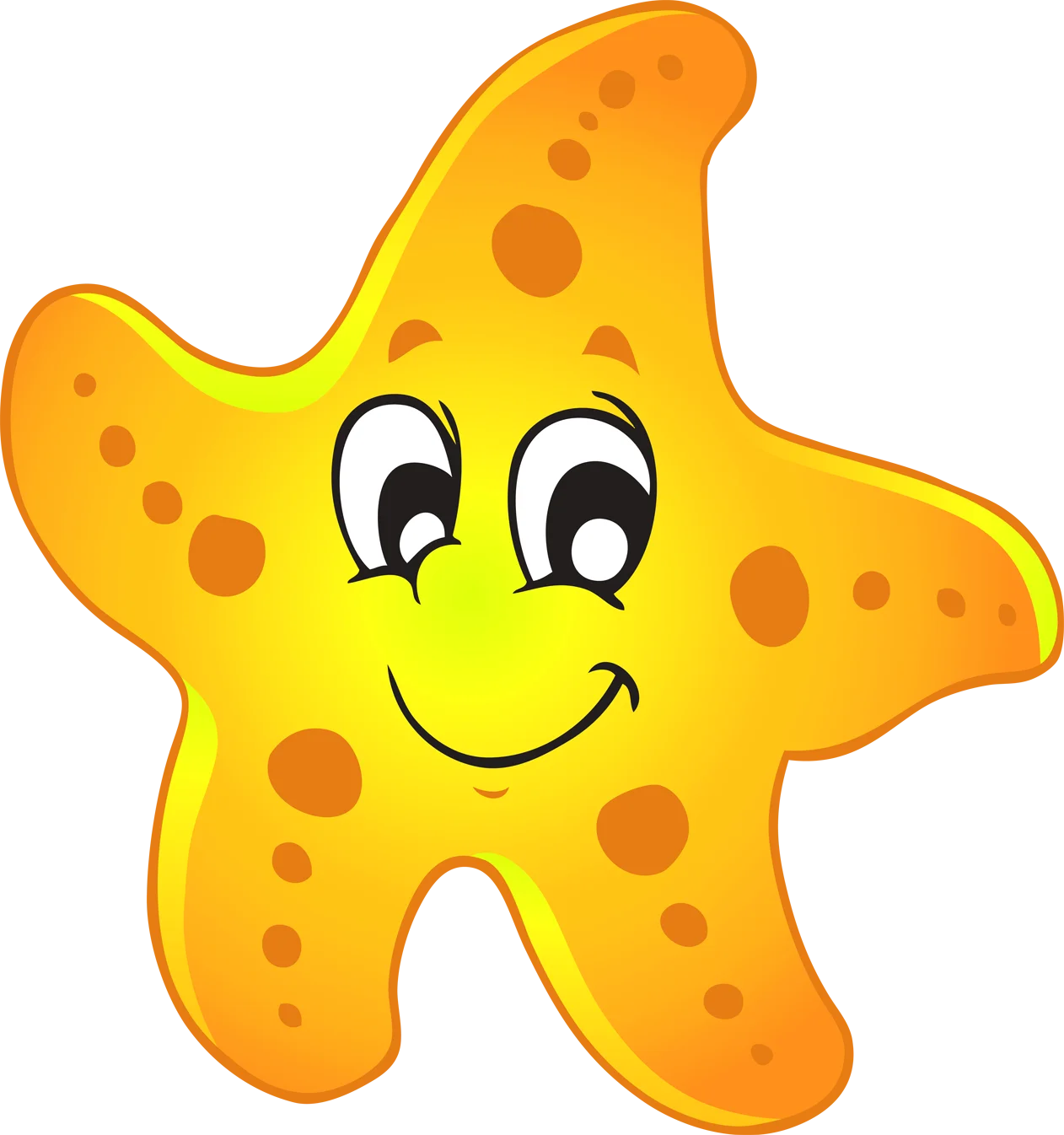 Cheerful Yellow Starfish Cartoon Clipart with Adorable Smiling Expression