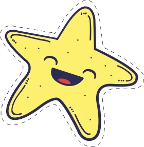 Cheerful Yellow Starfish Clipart with Adorable Smiling Expression
