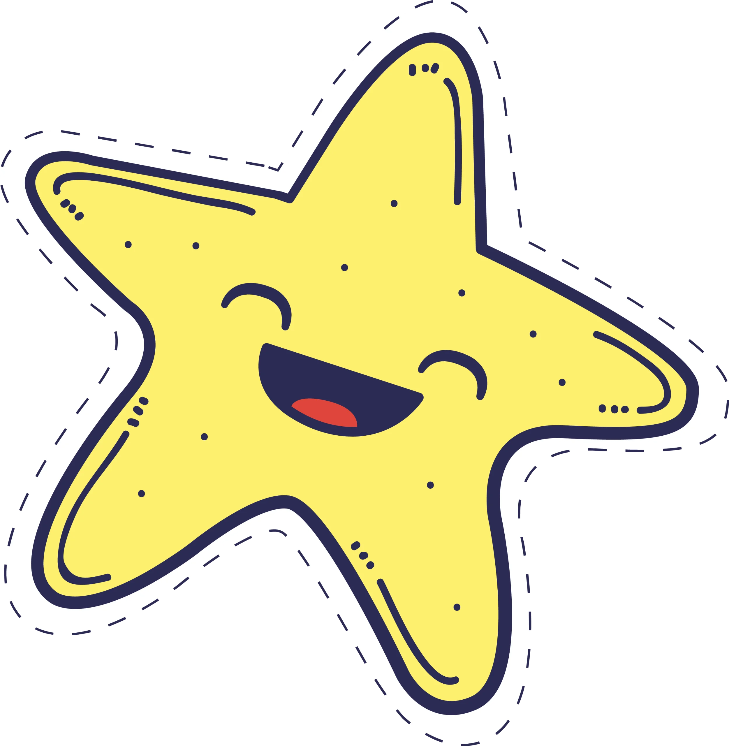 Cheerful Yellow Starfish Clipart with Adorable Smiling Expression