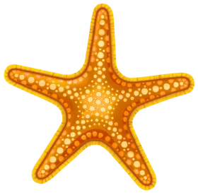 Golden Orange Starfish Clipart with Intricate Dotted Texture and Symmetrical Design