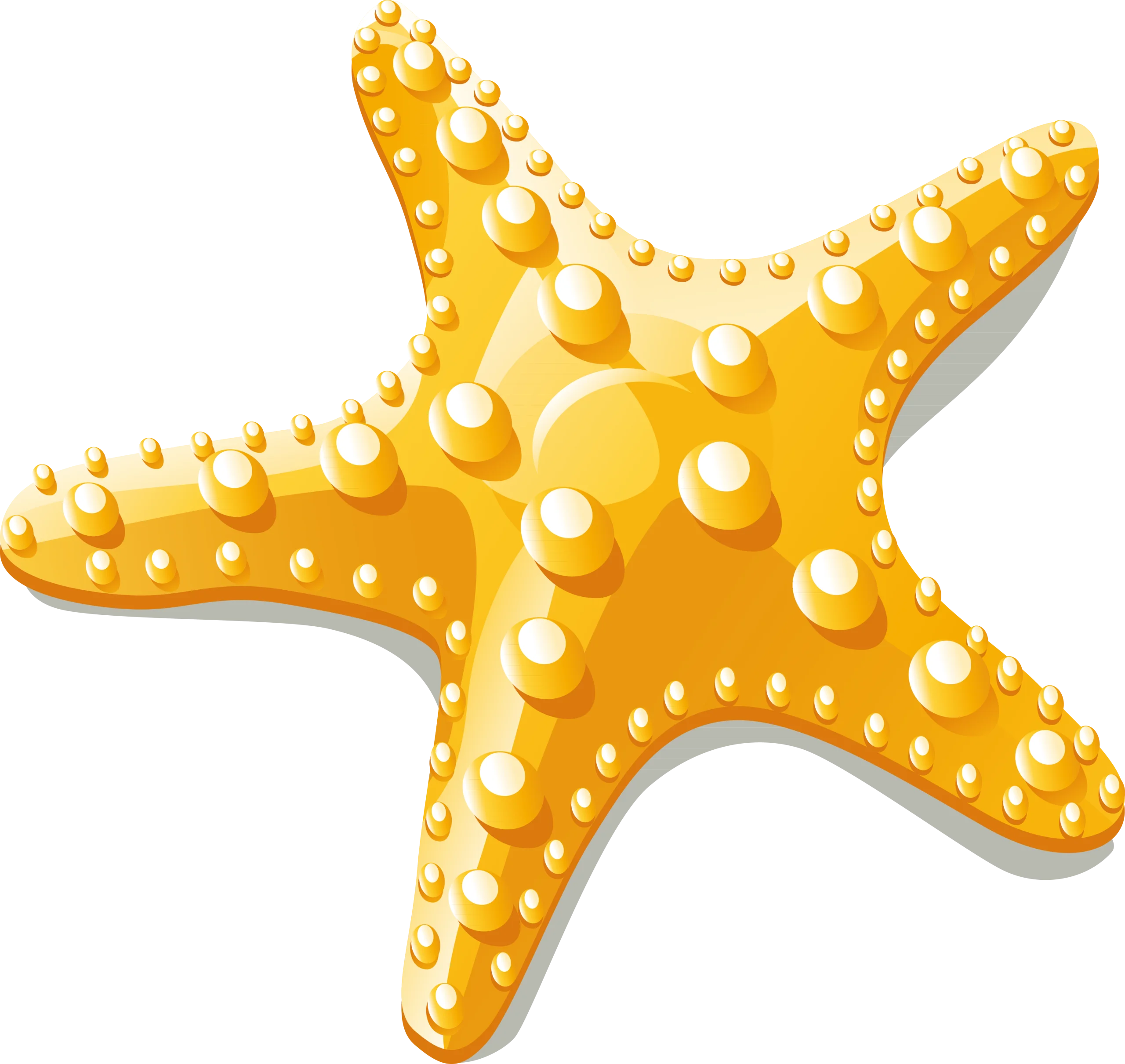 Golden Sunshine Starfish Clipart: Oceanic Marine Life Illustration Design