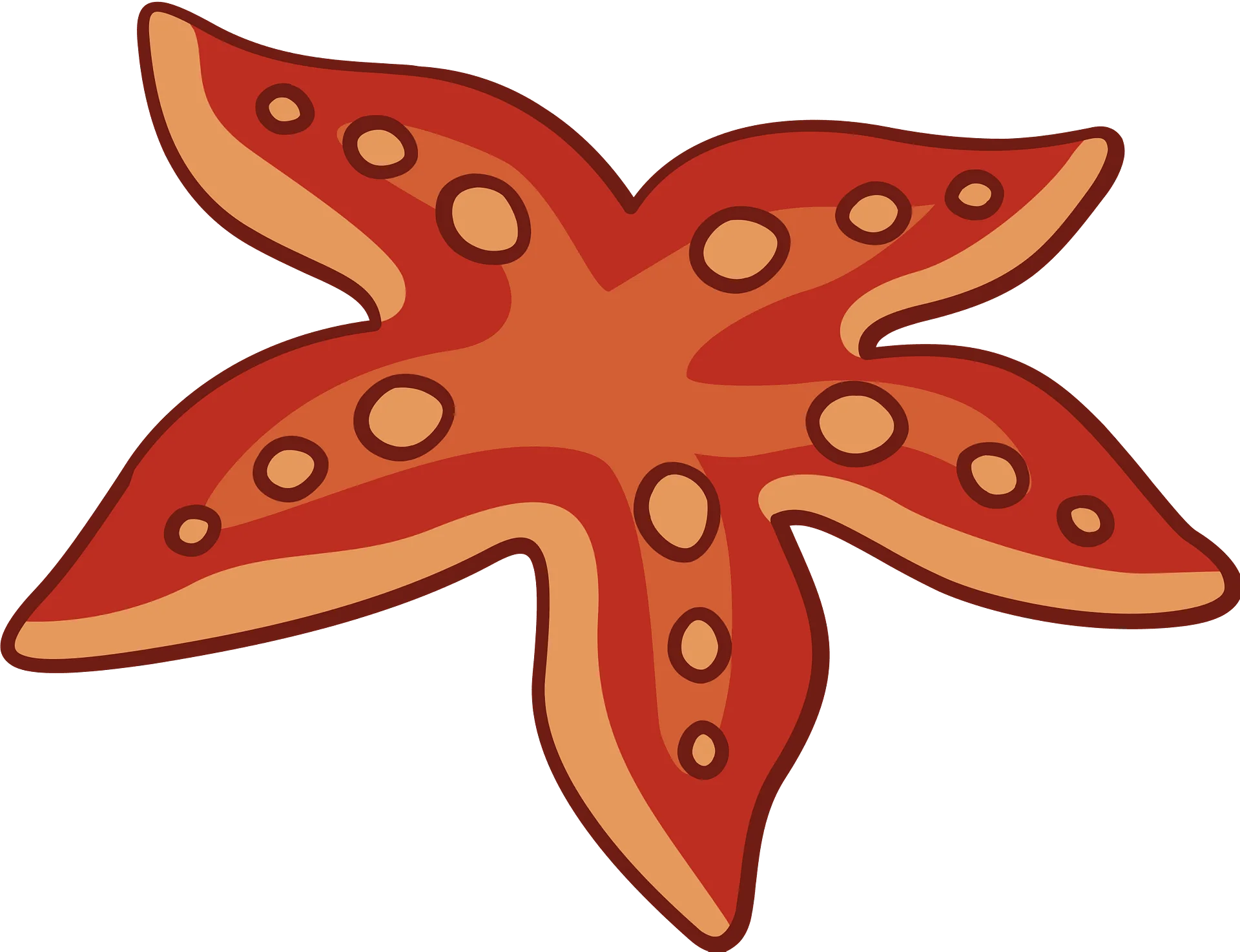 Radiant Red Starfish Clipart: A Symmetrical Marine Wonder with Textured Surface