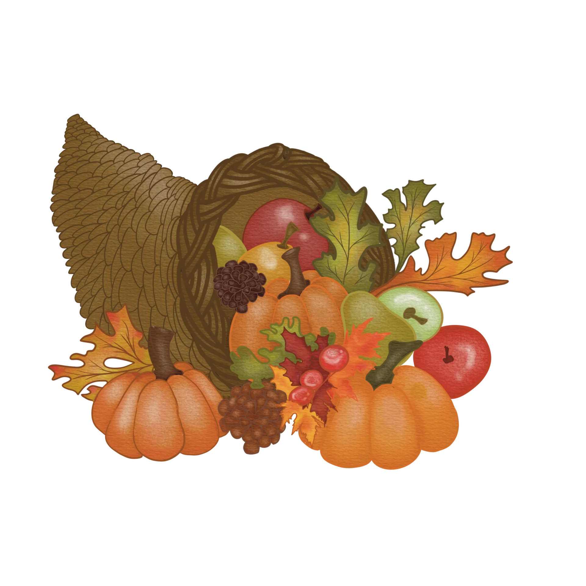 Bountiful Autumn Harvest Cornucopia Clipart: A Seasonal Celebration of Abundance