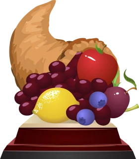 Bountiful Harvest Cornucopia Clipart: A Colorful Celebration of Autumn's Abundance