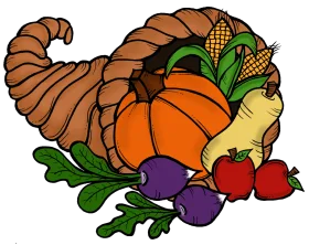 Bountiful Harvest Cornucopia Clipart: A Festive Autumn Celebration of Seasonal Abundance