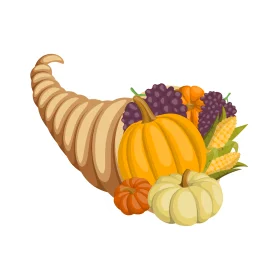 Bountiful Harvest Cornucopia Clipart: Autumn's Abundance in Warm Tones