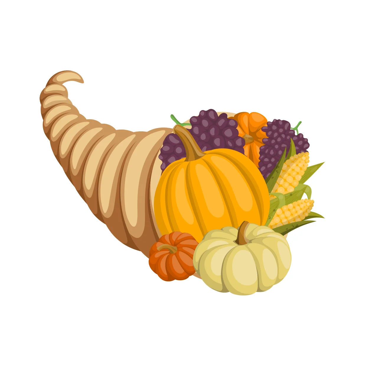 Bountiful Harvest Cornucopia Clipart: Autumn's Abundance in Warm Tones