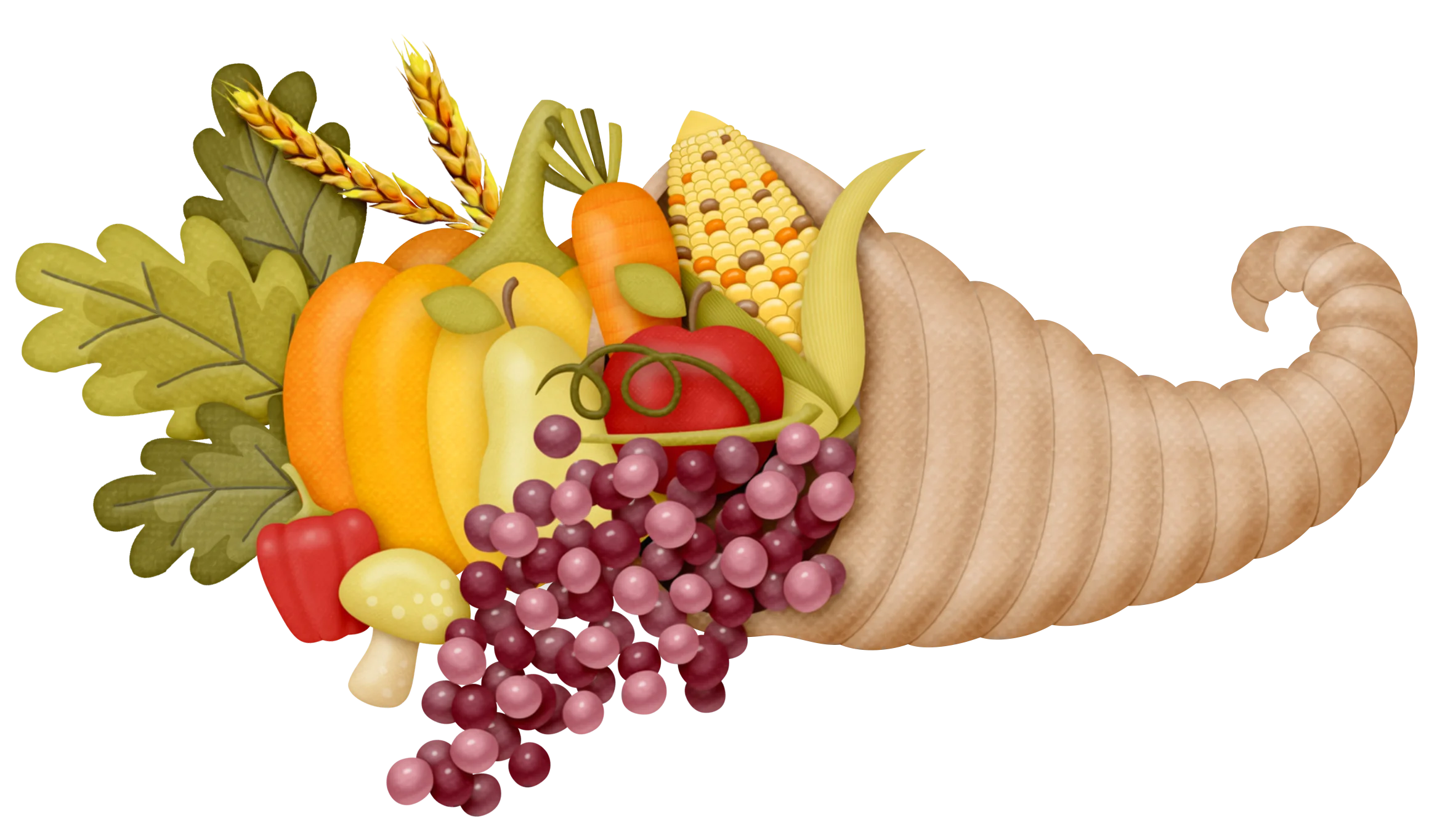 Bountiful Harvest Cornucopia Clipart: Autumn's Abundance Overflowing with Seasonal Delights