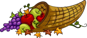 Bountiful Harvest Cornucopia Clipart Overflowing with Seasonal Delights