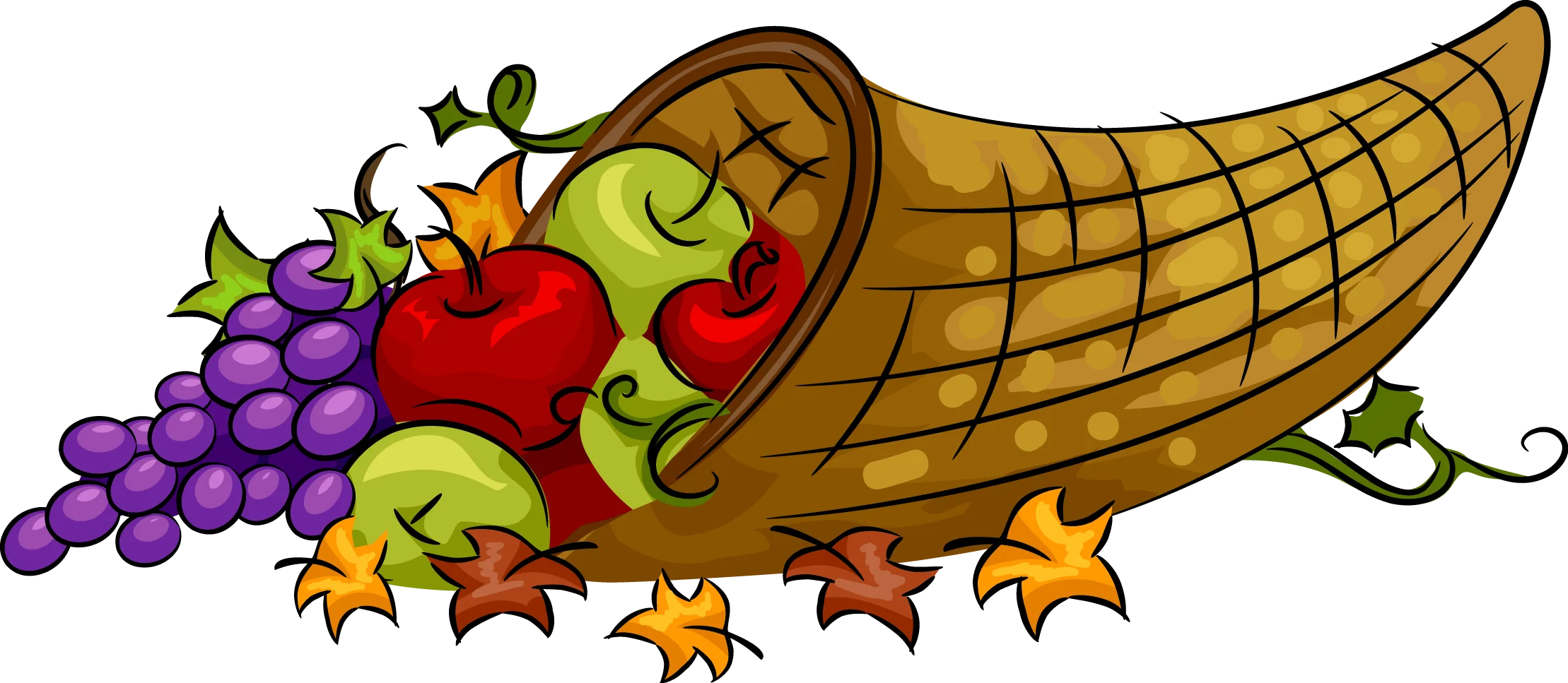 Bountiful Harvest Cornucopia Clipart Overflowing with Seasonal Delights