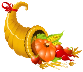 Bountiful Harvest Cornucopia Clipart Showcasing Autumn's Seasonal Abundance