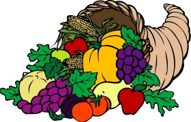 Bountiful Harvest Cornucopia Clipart Showcasing Seasonal Produce and Abundance