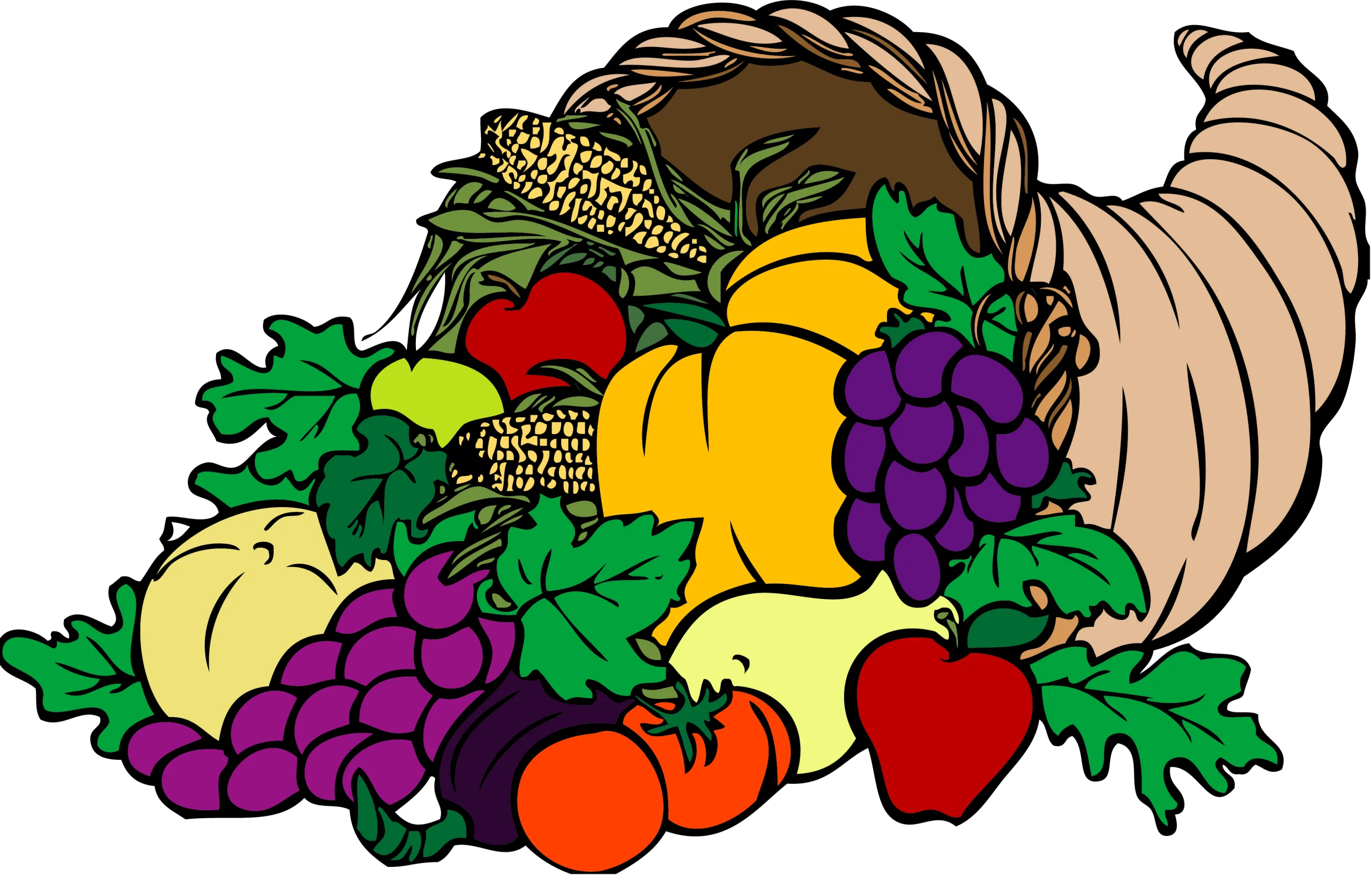 Bountiful Harvest Cornucopia Clipart Showcasing Seasonal Produce and Abundance