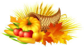 Bountiful Harvest Thanksgiving Cornucopia Clipart with Autumn Splendor