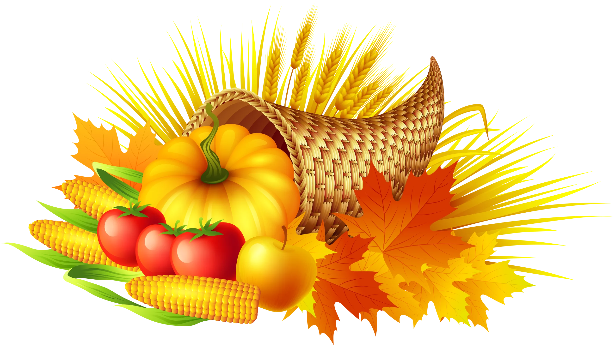 Bountiful Harvest Thanksgiving Cornucopia Clipart with Autumn Splendor