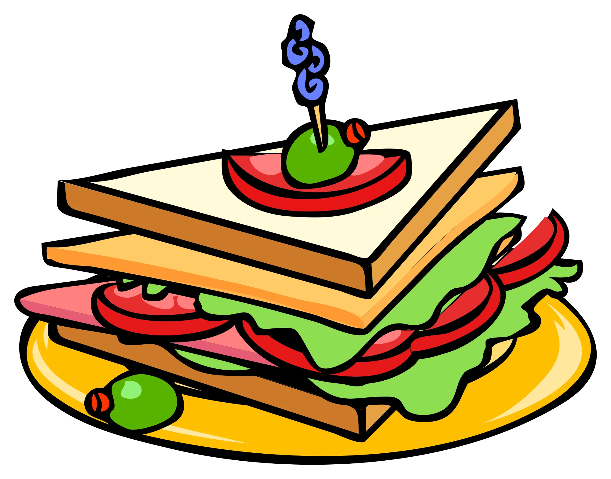 Classic Club Sandwich Clipart Illustration with Layered Deliciousness
