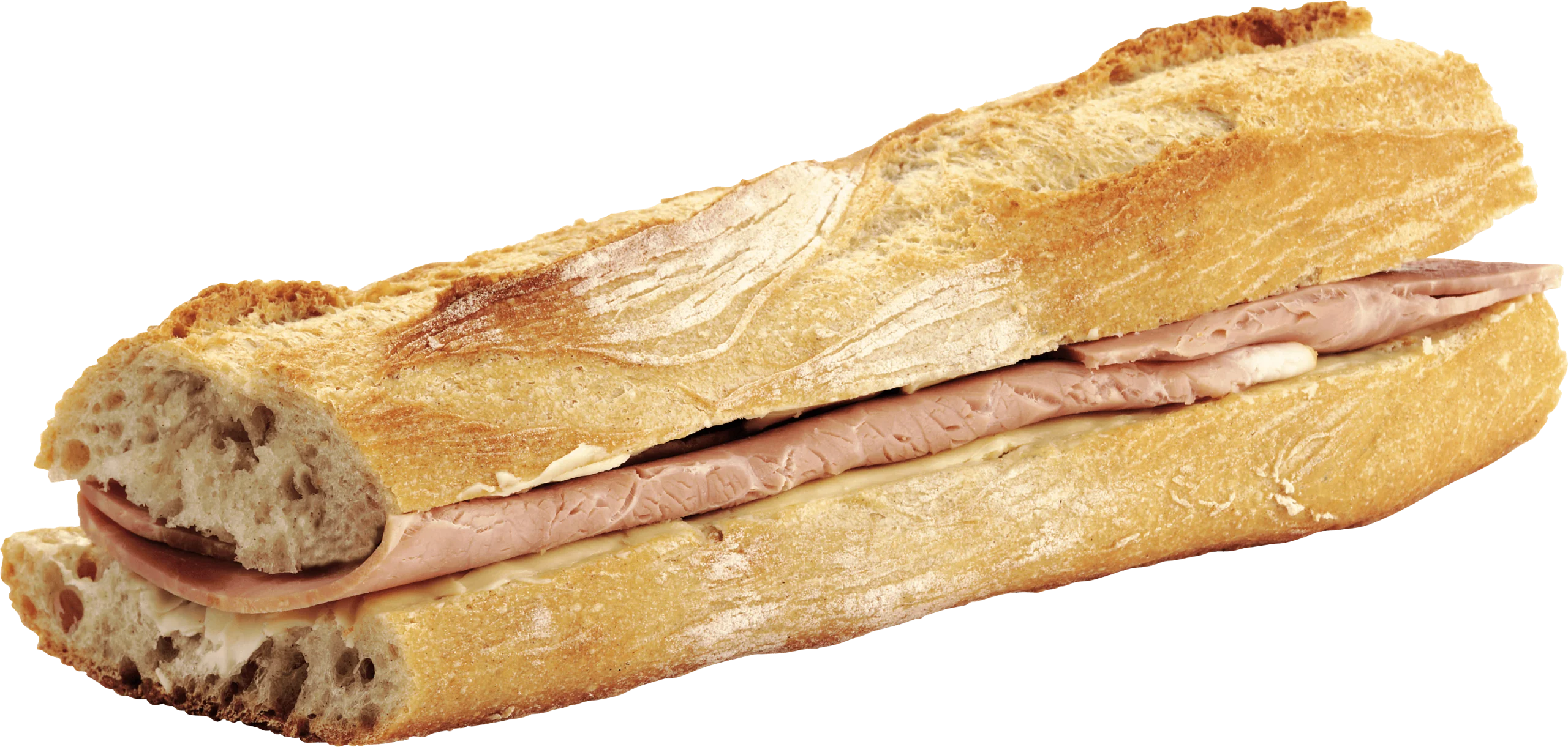 Classic French Baguette Sandwich Clipart with Ham and Cheese Filling