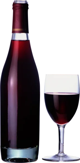 Elegant Dark Red Wine Bottle and Glass Clipart Composition with Refined Details