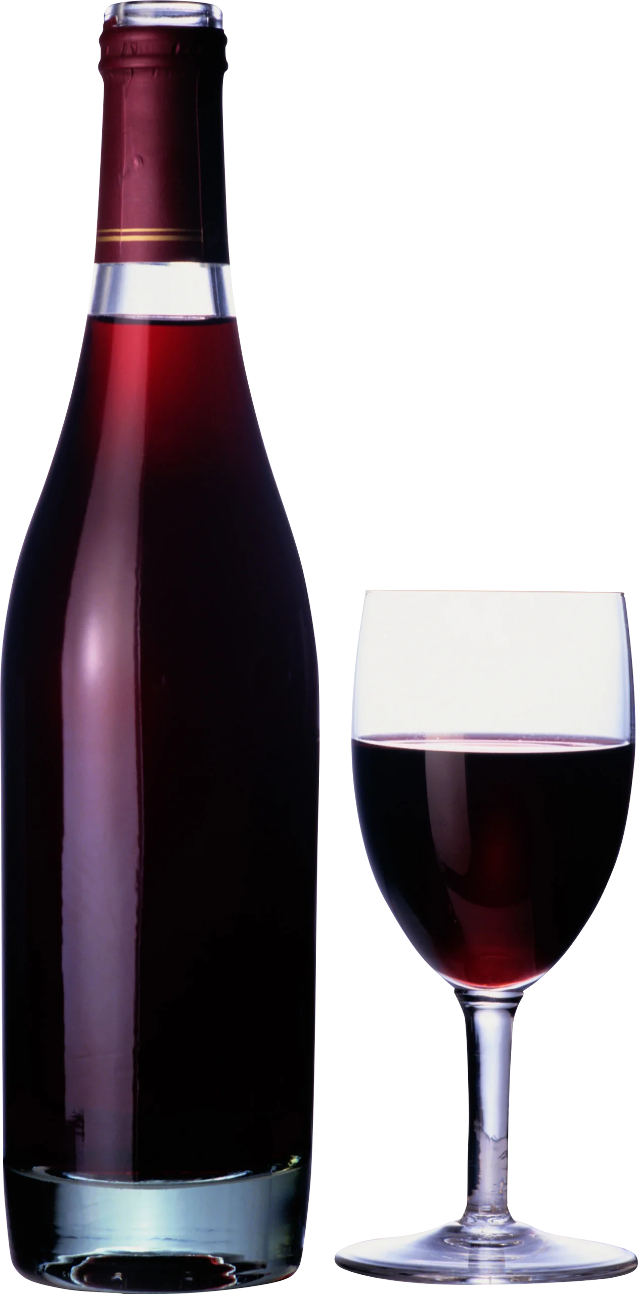 Elegant Dark Red Wine Bottle and Glass Clipart Composition with Refined Details