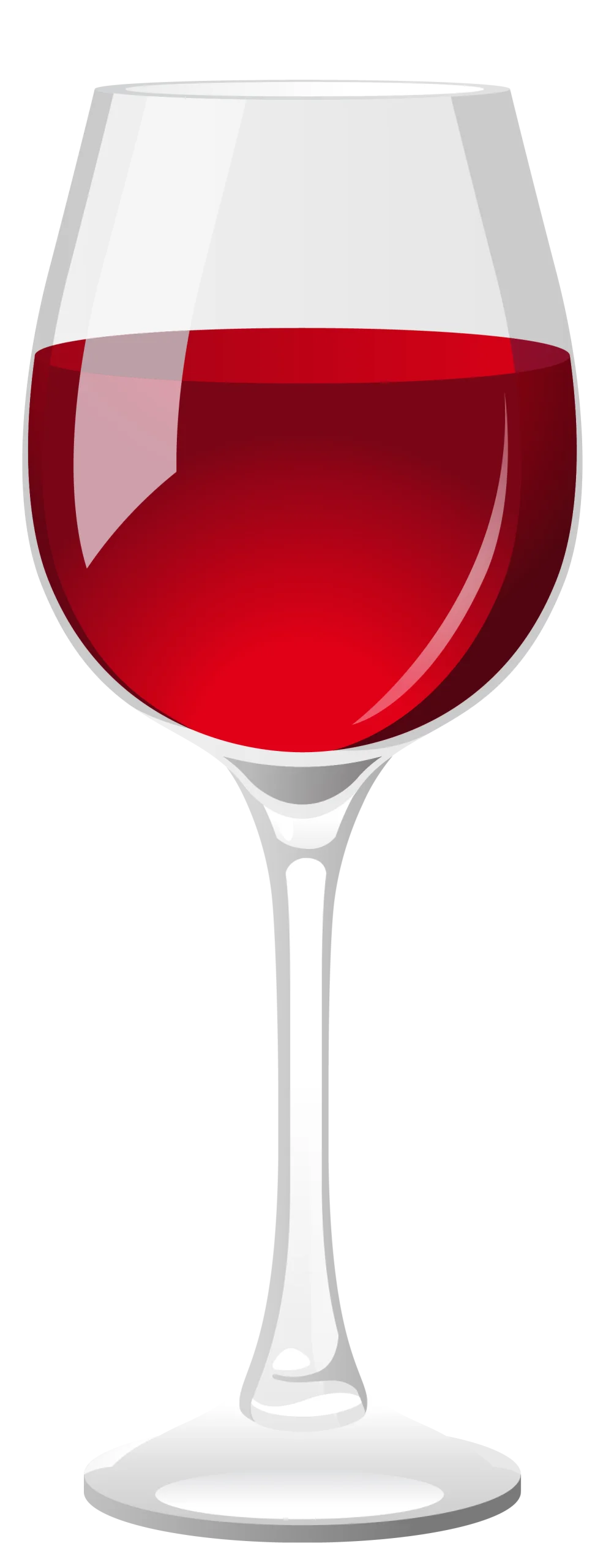 Elegant Red Wine Glass Clipart Illustration with Glossy Crimson Liquid Design
