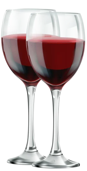 Elegant Red Wine Glasses Clipart: Classic Crystal Stemware with Rich Crimson Liquid