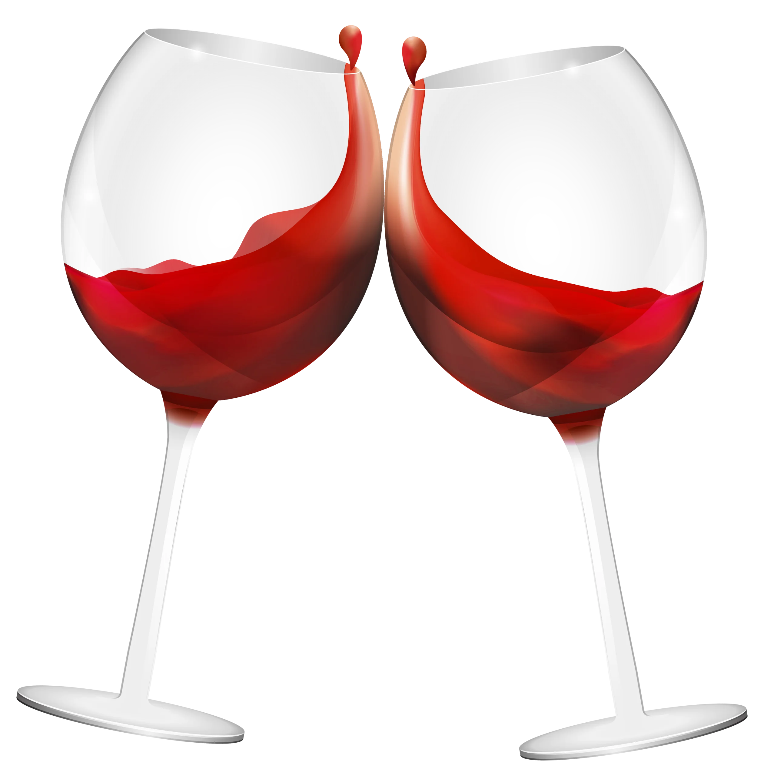 Elegant Red Wine Glasses Clipart with Dynamic Liquid Motion Design