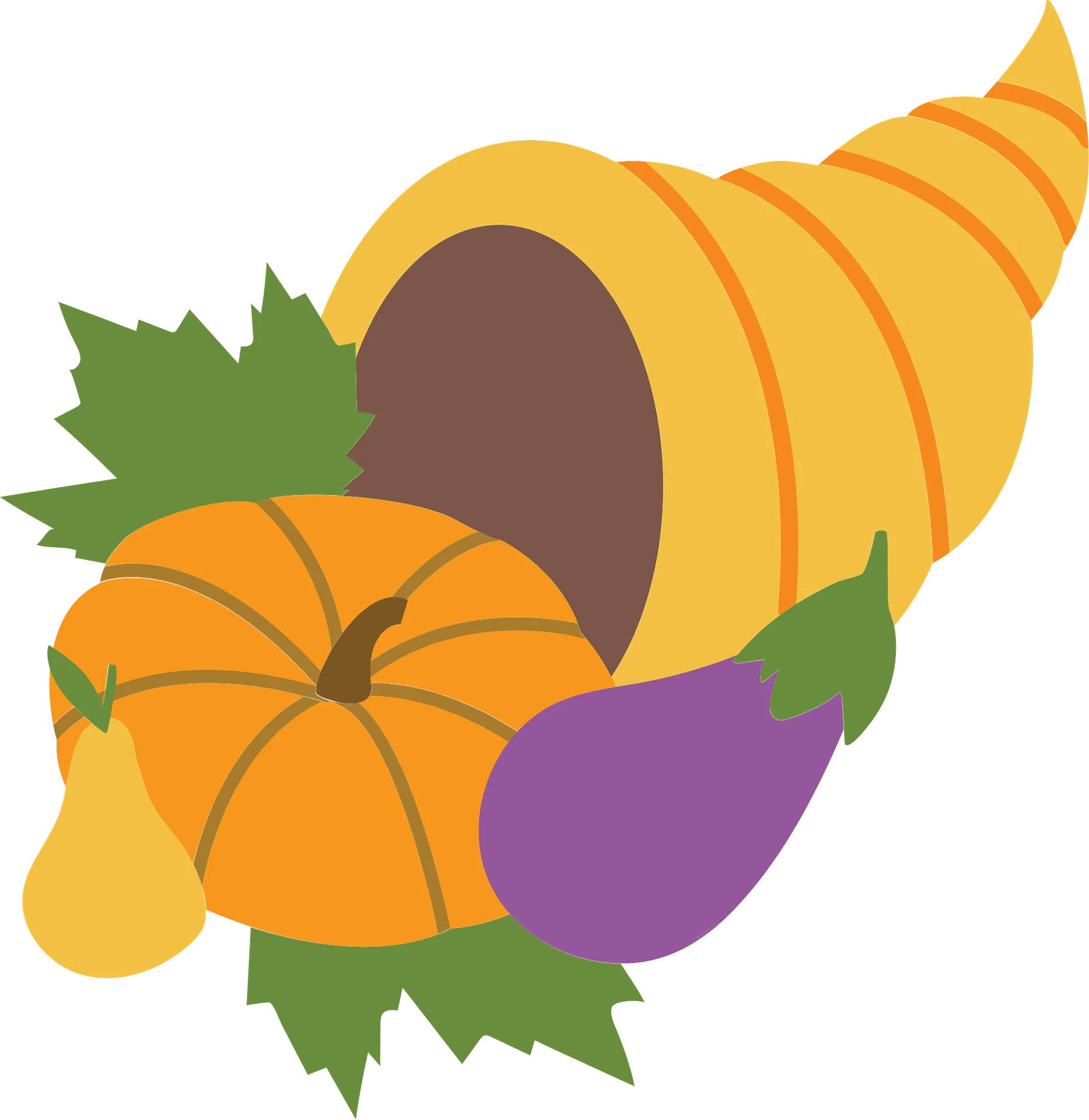 Festive Autumn Harvest Cornucopia Clipart with Seasonal Produce Illustration