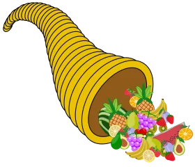 Festive Harvest Cornucopia Clipart Overflowing with Colorful Fresh Produce