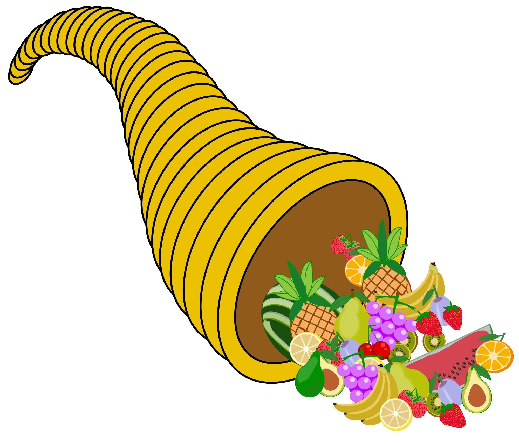 Festive Harvest Cornucopia Clipart Overflowing with Colorful Fresh Produce