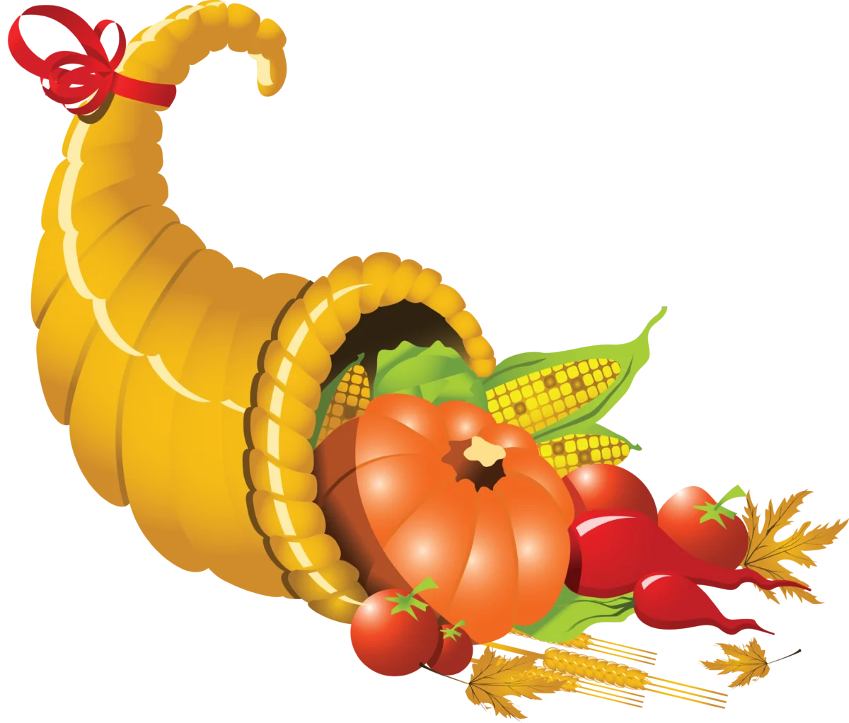 Golden Cornucopia Clipart Overflowing with Autumn Harvest Bounty and Seasonal Delights
