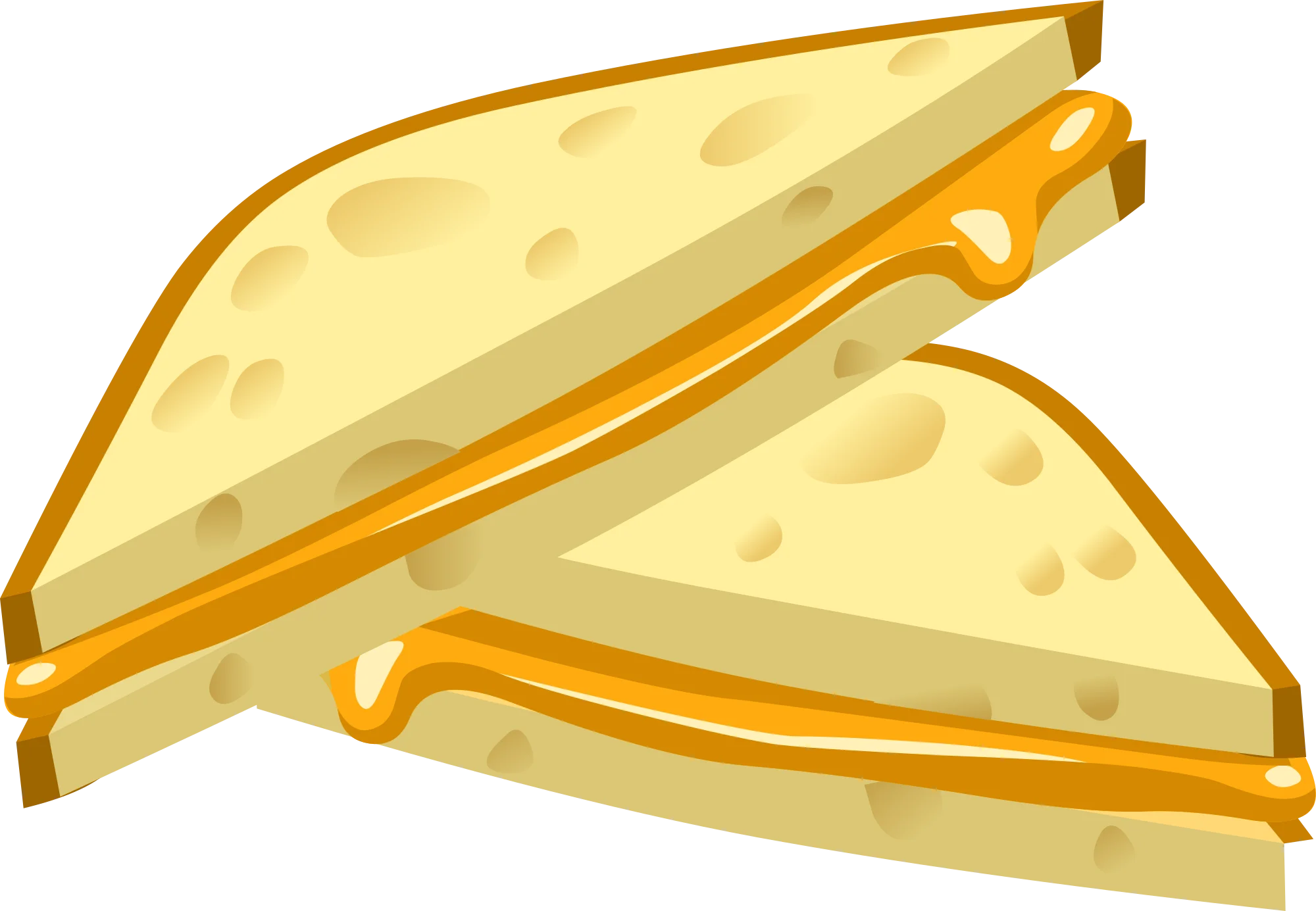 Golden Grilled Cheese Sandwich Clipart Illustration with Melting Edges
