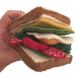 Whimsical Handcrafted Felt Sandwich Clipart with Layered Textile Ingredients