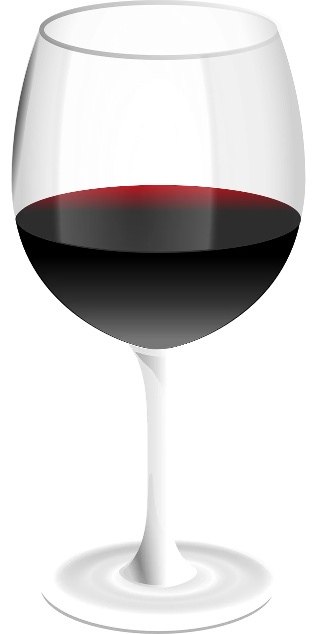 Elegant Red Wine Glass Clipart with Deep Crimson Liquid Illustration