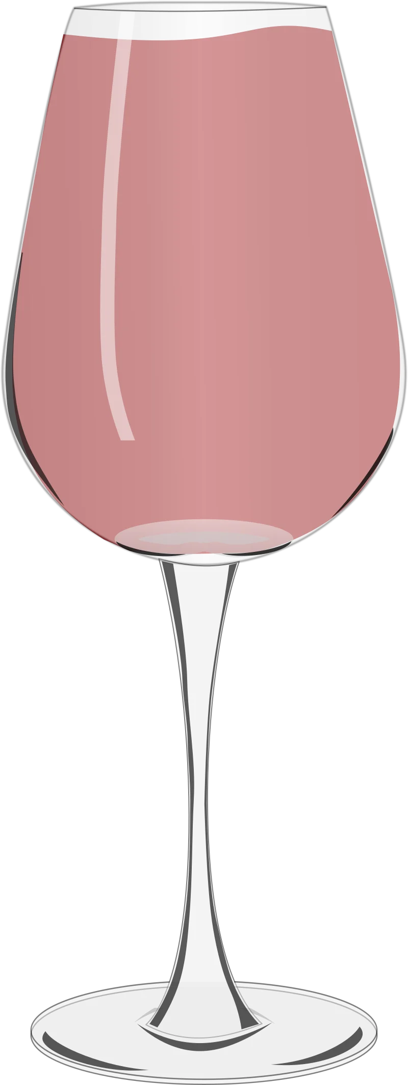 Elegant Rose-Tinted Wine Glass Clipart with Soft Translucent Blush Hue