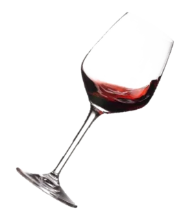 Elegant Tilted Red Wine Glass Clipart with Dynamic Liquid Motion Design