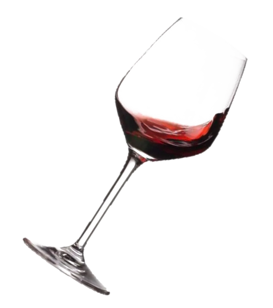 Elegant Tilted Red Wine Glass Clipart with Dynamic Liquid Motion Design