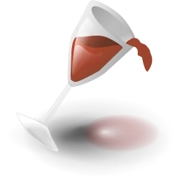 Elegant Tilted Wine Glass Clipart with Soft Shadow and Red Wine Essence