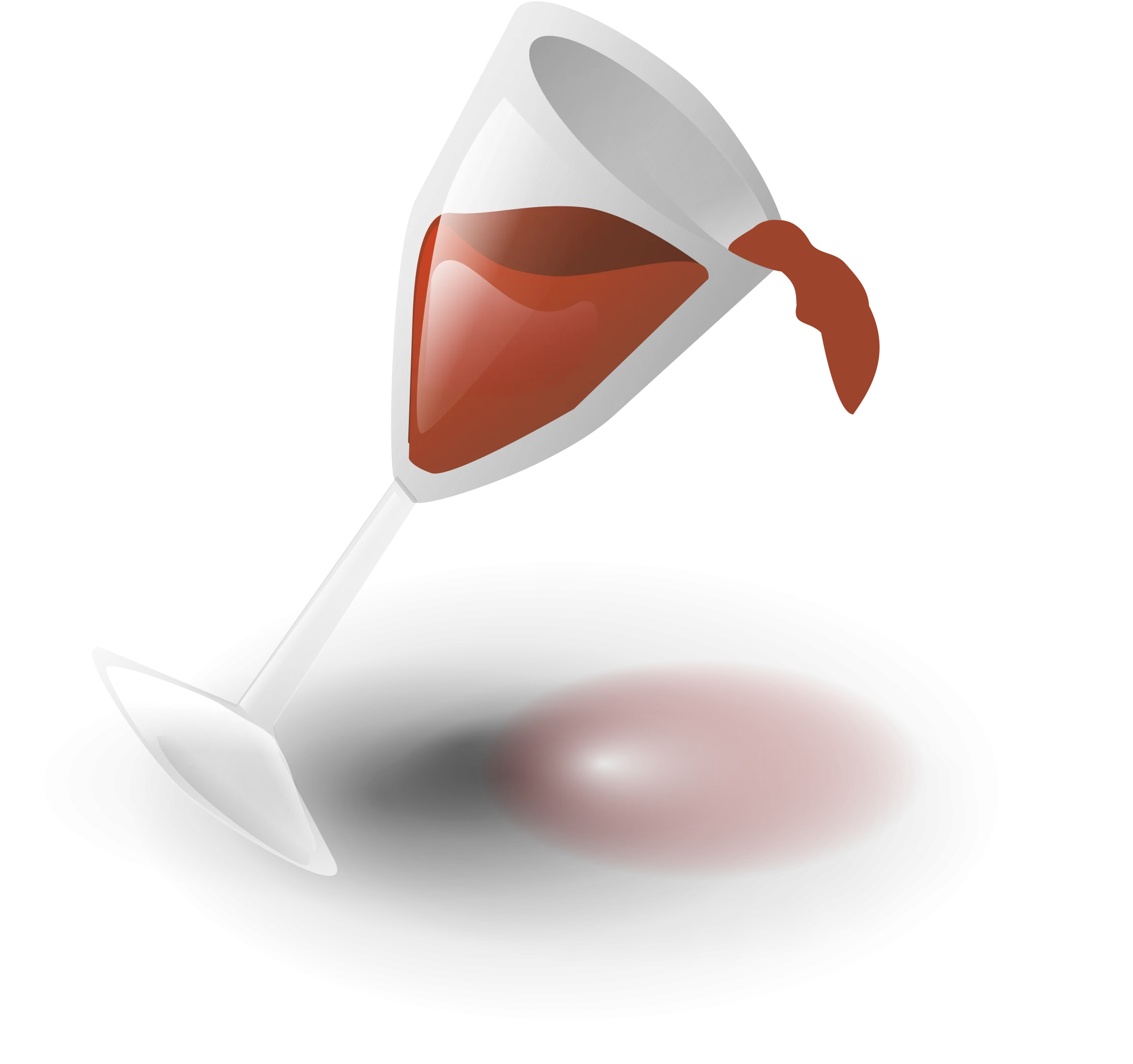 Elegant Tilted Wine Glass Clipart with Soft Shadow and Red Wine Essence