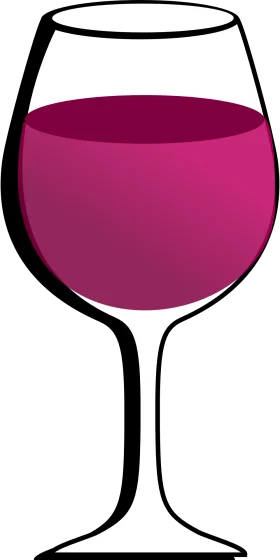 Elegant Wine Glass Clipart with Deep Magenta Liquid Illustration Design