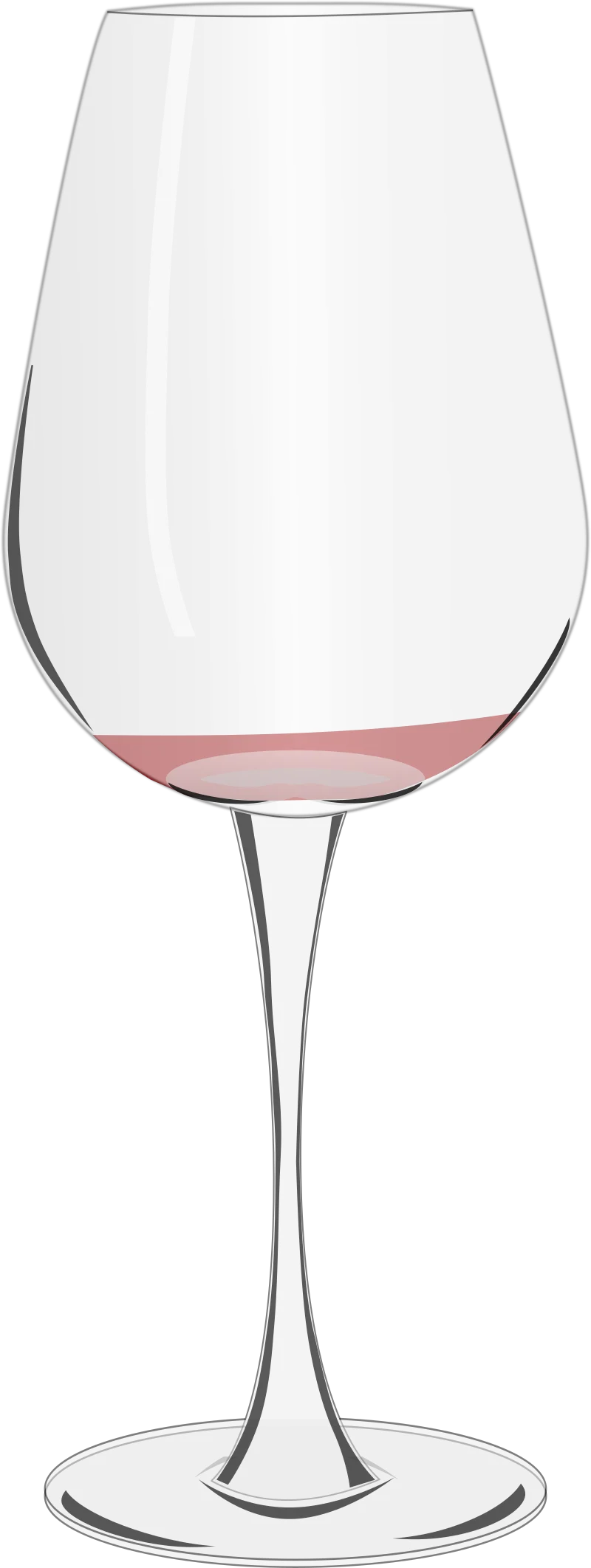 Elegant Wine Glass Clipart with Soft Rose-Tinted Liquid Accent