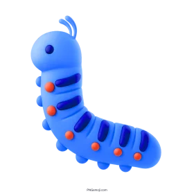 Adorable Blue Cartoon Caterpillar Clipart with Playful Rounded Segments